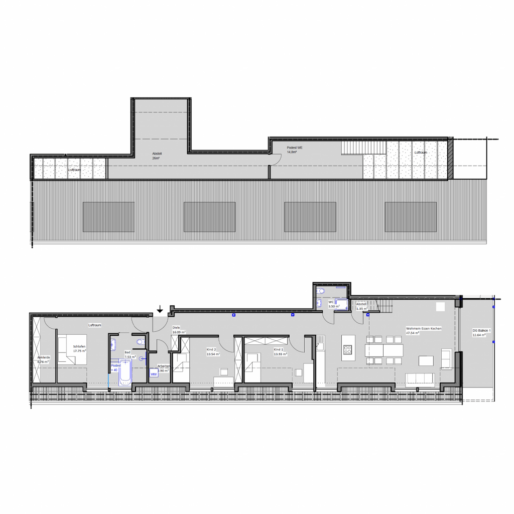 WE 18 – Wohnhaus, DG mitte Stadt- und Waldblick